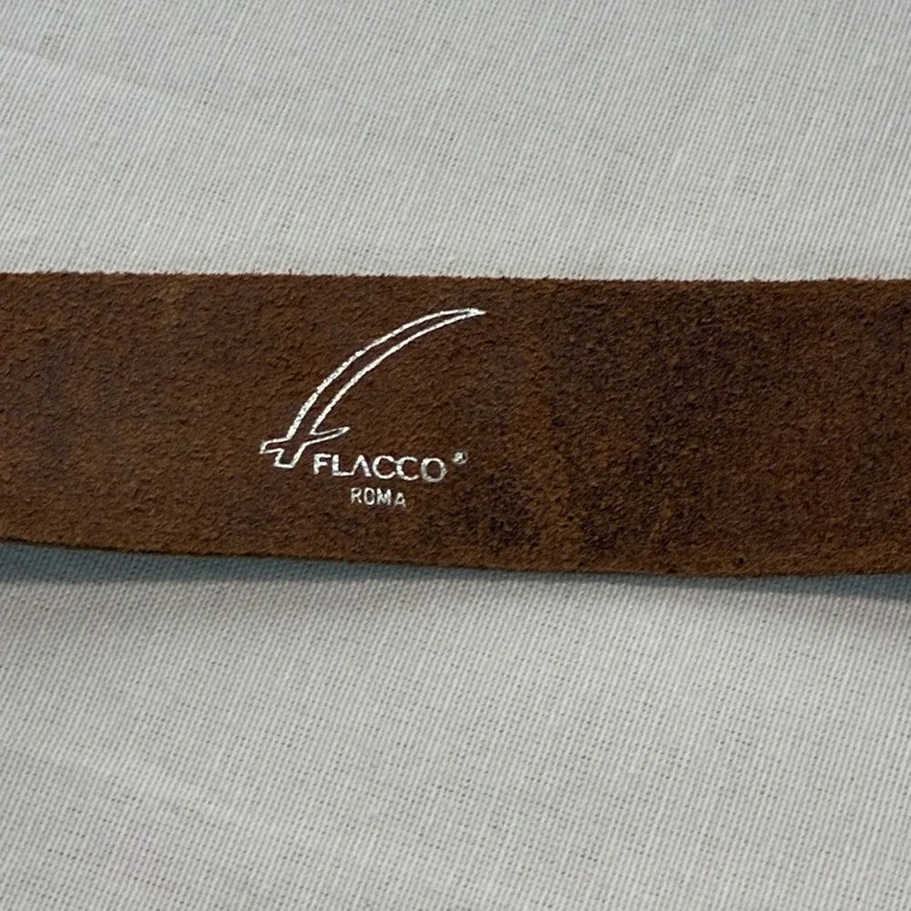 Y2K Flacco Roma Belt‎ Studded Crystal Canvas Leather Distressed Boho Festival